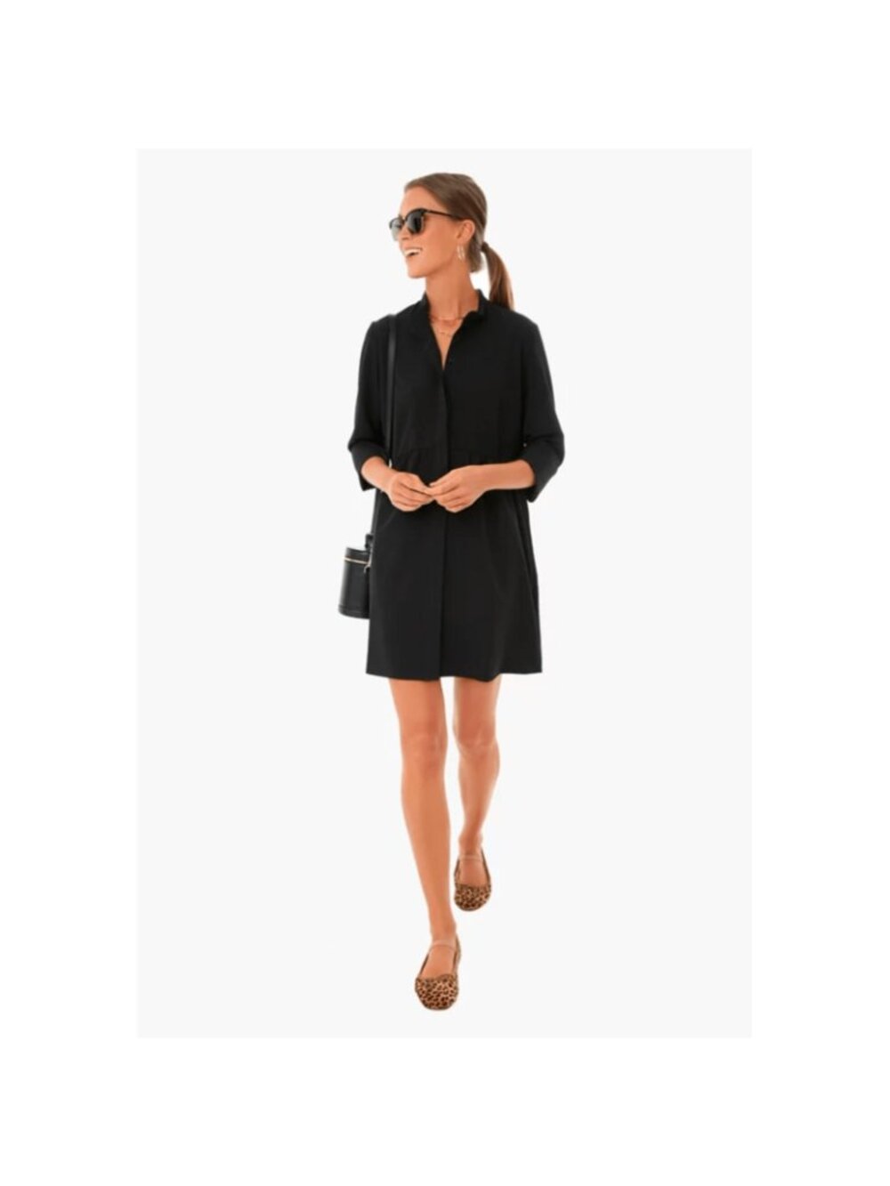 Tuckernuck Black Stretch Crepe Royal Shirt Dress sz S Mini Half Sleeve PO - Picture 8 of 8